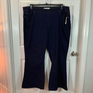 Cato Flare Pull On Elastic Waist Dark Wash Jeans Plus Size 24 NWT